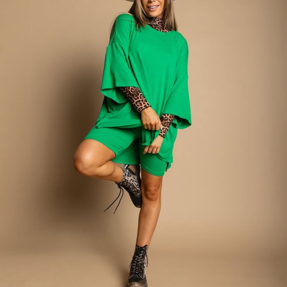 WKND Chasers Day Dreamer Ribbed Biker Set -  Kelly Green